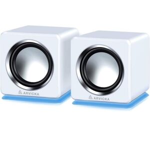 White Computer Speakers GLOW BLUE